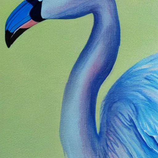 Prompt: blue upside down flamingo
