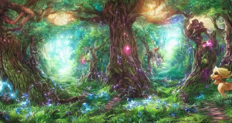 Image similar to Enchanted and magic forest, from Final fantasy