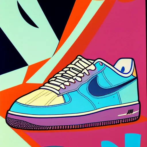 Prompt: nike airforce 1 by shusei nagaoka, kaws, david rudnick, oil on canvas, bauhaus, surrealism, neoclassicism, renaissance, hyper realistic, pastell colours, cell shaded, 8 k - h 7 0 4