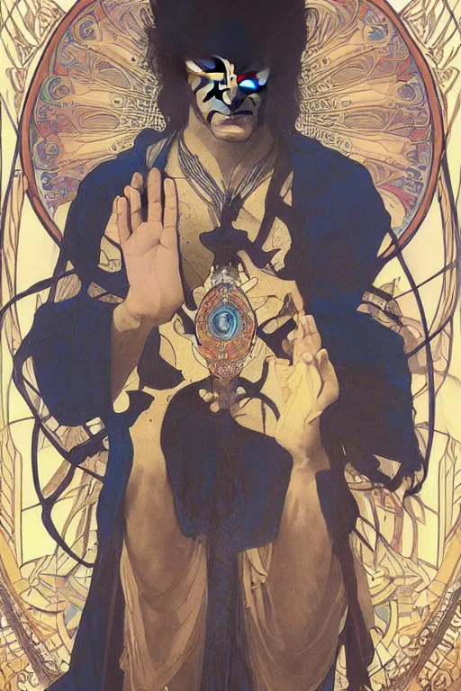 Prompt: young john lennon bodhisattva, praying, prayer hands, 1967 psychedelic portrait art by artgerm and greg rutkowski and alphonse mucha