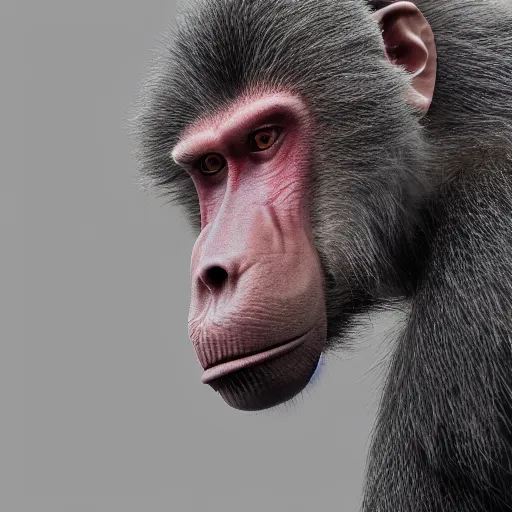 Image similar to hyperrealistic dslr film still of arnold schwarzenegger disguised as ( baboon ), stunning 8 k octane comprehensive 3 d render, inspired by istvan sandorfi & greg rutkowski & unreal engine, perfect symmetry, dim volumetric cinematic lighting, extremely hyper - detailed, incredibly real lifelike attributes & flesh texture, intricate, masterpiece, artstation, stunning