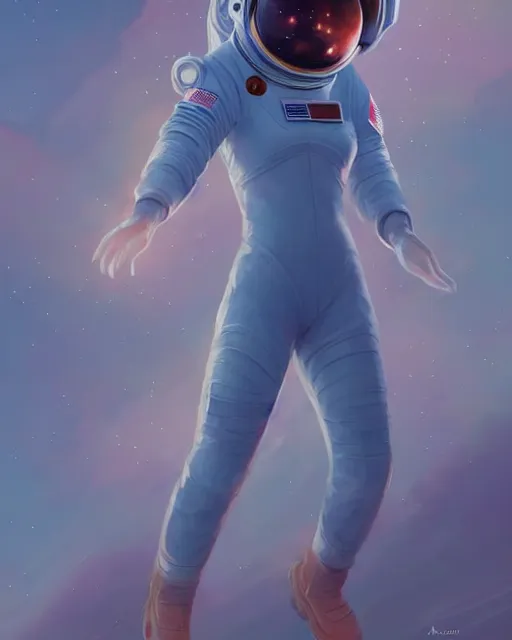 Prompt: concept art of an astronaut girl, wearing a tight astronaut suit, floating through space | | cute - fine - fine details by stanley artgerm lau, wlop, rossdraws, james jean, andrei riabovitchev, marc simonetti, and sakimichan, trending on artstation