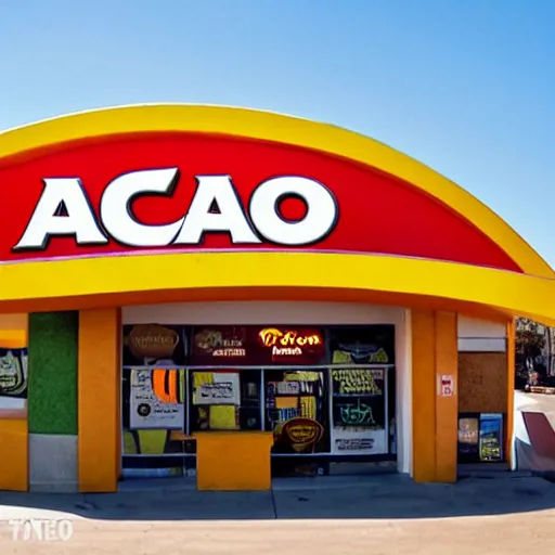 Prompt: fr e sh a voca do, fresh avacado, del taco sign