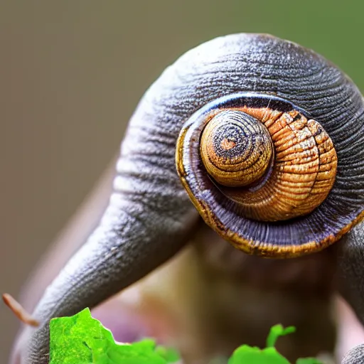 Prompt: the head of a snail photoshopped onto a gorrilla's body, full - body shot