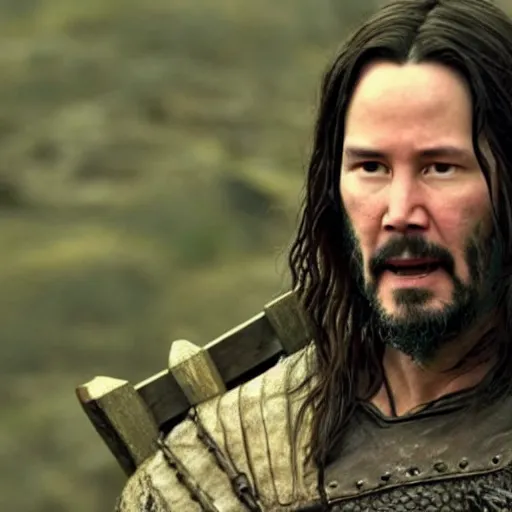 Image similar to Keanu Reeves in Vikings detail 4K quality super realistic