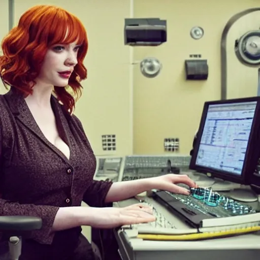 Prompt: christina hendricks as engineer,