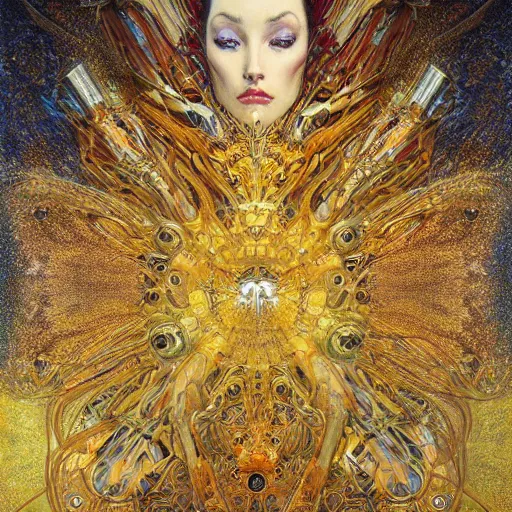 Image similar to Divine Chaos Engine by Karol Bak, Jean Deville, Gustav Klimt, and Vincent Van Gogh, visionary fractal structures