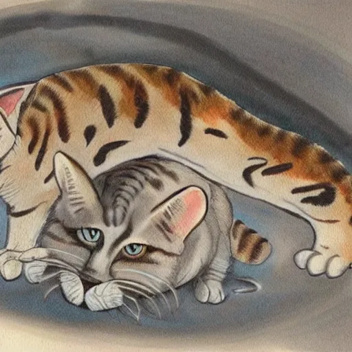 Prompt: hybrid cat and sturgeon, unusual animal, quality art in color