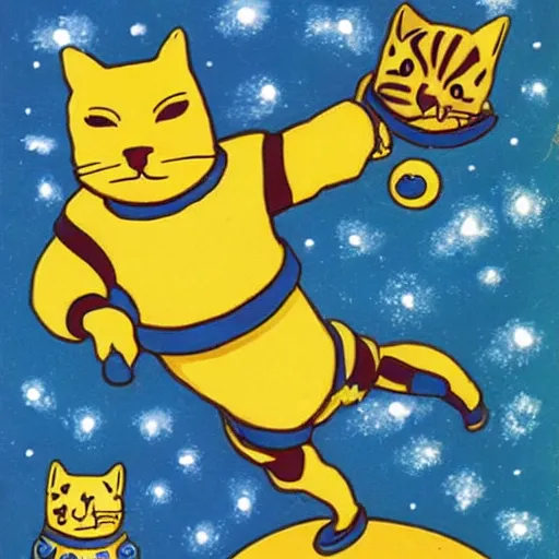 Image similar to a knight of golden cat in space