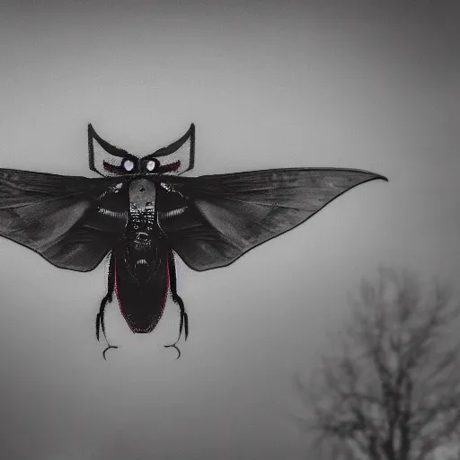 Image similar to 90s photo of mothman in a Walmart parking lot, blurry, XF IQ4, 150MP, 50mm, F1.4, ISO 200, 1/160s, Adobe Lightroom, photolab, Affinity Photo, PhotoDirector 365,