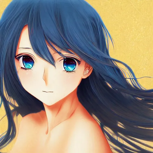 Image similar to an anime portrait of a beautiful girl in the beach, Digital art, intricate details,