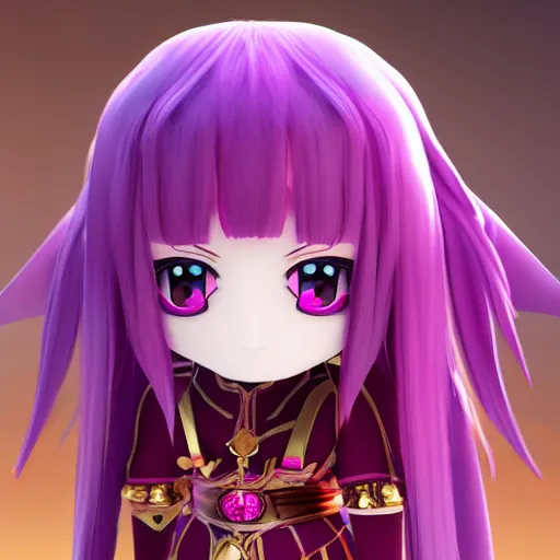 Image similar to cute fumo plush of a knight girl of a royal legion, anime girl with long hair, matcap red and purple metal reflectance, vray