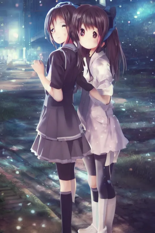 two best friends hugging anime