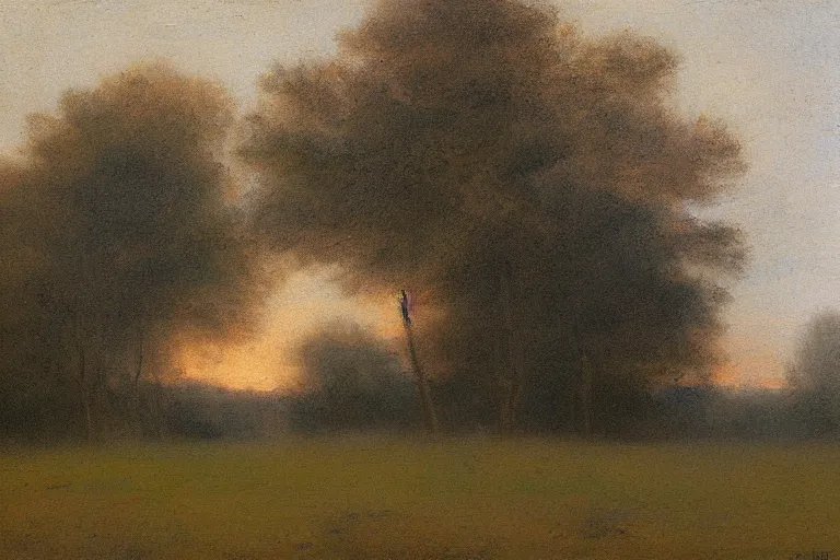 Prompt: Landscape painting at dawn Tonalism