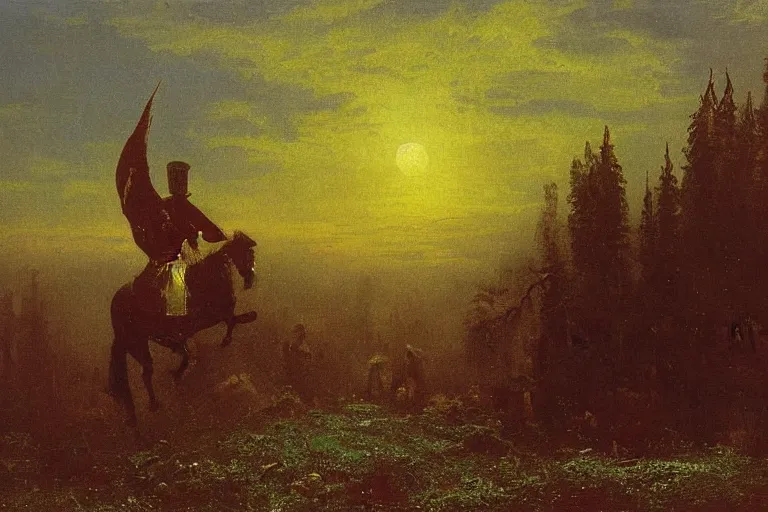 Image similar to painting of the phantom of kiev, by albert bierstadt