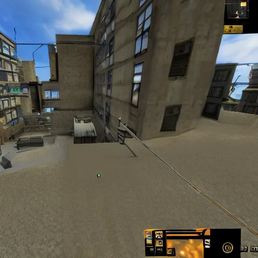 Prompt: garrys mod, half life 2 style map, fps shooter