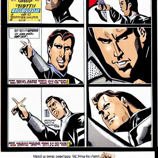Prompt: Nicholas Cage Superman comic book. Marvel comics art style. Halftone