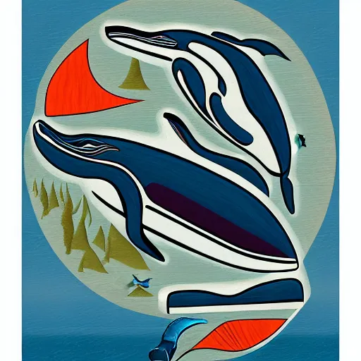 Image similar to whale in style of haida gwaii, pacific northwest coast, native american art, clean