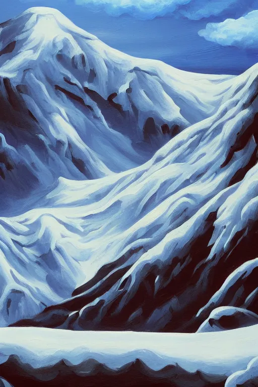 Image similar to snow mountain flat illustration oil painting trending on artstation