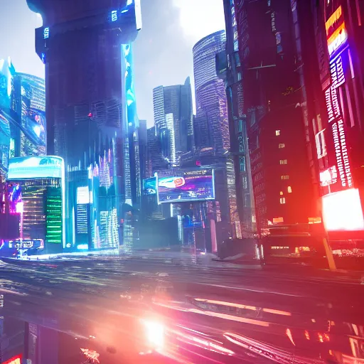 Prompt: Cyberpunk City, AAA Game, RTX On, RTX 3080ti, 3D Render