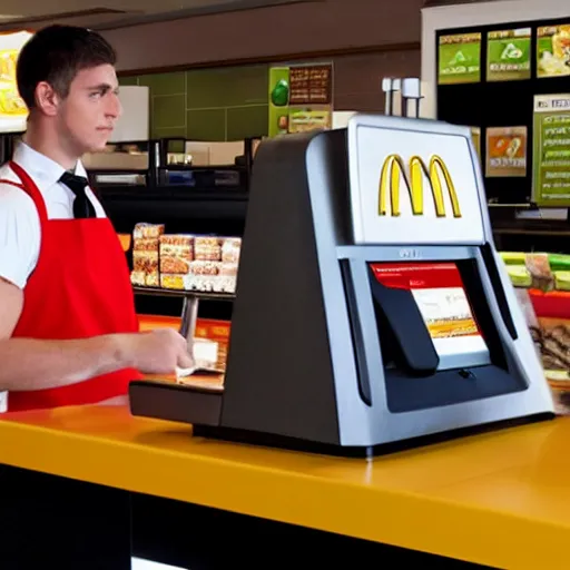 Image similar to Runelord Karzoug working as a cashier in McDonalds