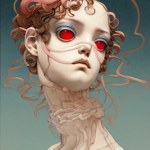 Image similar to prompt : renaissance portrait soft light painted by james jean and katsuhiro otomo and erik jones, inspired by evangeleon anime, smooth face feature, intricate oil painting, high detail illustration, sharp high detail, manga and anime 1 9 9 0