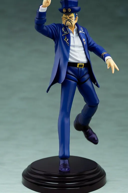 Prompt: still high quality figurine of president lula as jotaro, tsurime eyes, tareme eyes, personification, dynamic pose, detailed product photo, featured on amiami, tone mapped, beautiful composition, 8 5 mm, f. 1 4