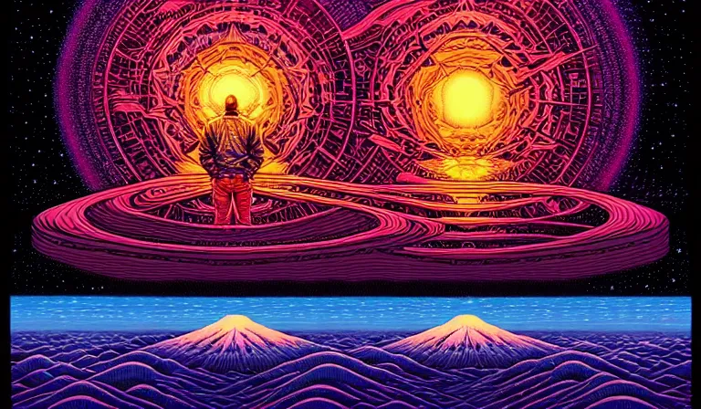 Image similar to an expansive rendering of beautiful nothingness by dan mumford, by jim fitzpatrick, by joe wilson, by jim burns, by victo ngai, by jacek yerka, featured on deviant art, trending on artstation