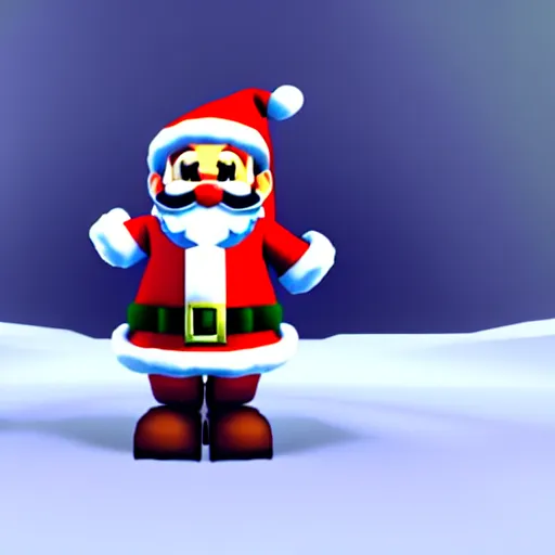 Image similar to santa claus first person shooter, nintendo 6 4 screenshot, low poly, aliased