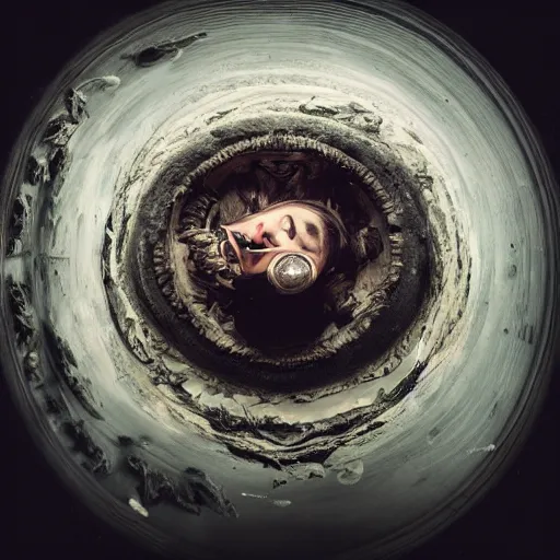 Image similar to human head soup, overhead photography, lens distortion, fisheye!!!!! lens, intricate, foreboding atmosphere, grim lighting, detailed, shot by jimmy nelson and h. r. giger, 4 k, 8 k, photorealism, panoramic photography