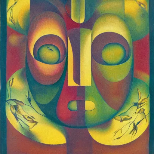 Image similar to floral face portrait by leonetto cappiello and wojciech siudmak and ernst fuchs, anni albers, oil on canvas