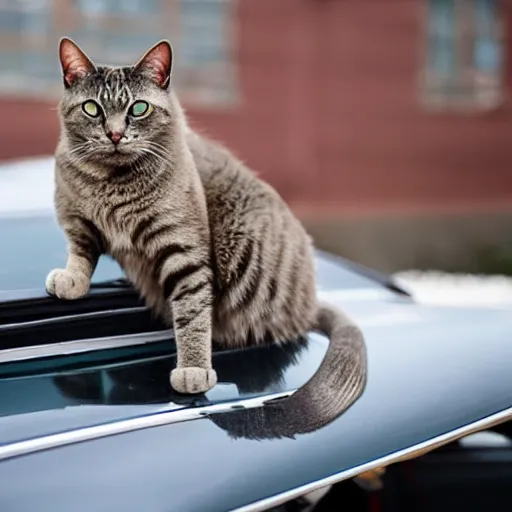 Prompt: cat on a car