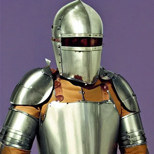 Prompt: medieval knight with armor made of ham