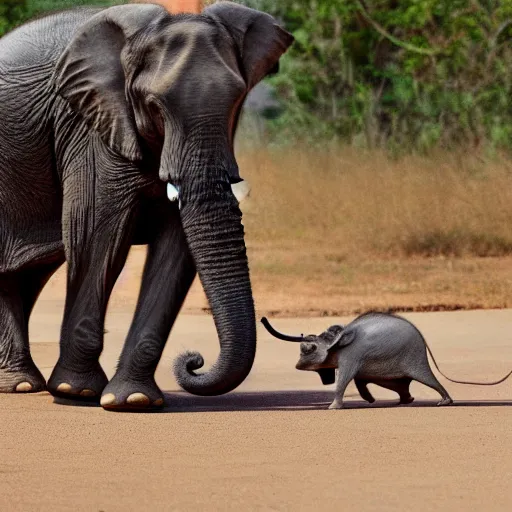 Image similar to mouse chasing a running elephant