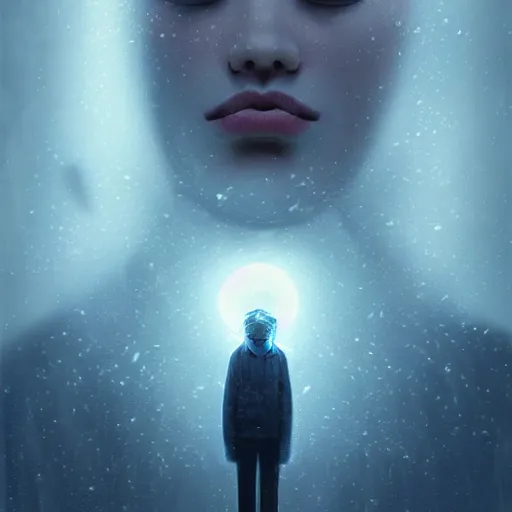 Prompt: 3 d, sci - fi, close - up, small roses, winter, man esthete with disgust face, moon rays, fog, multiple exposure, blue mood, cinematic, vogue cover style, poster art, intricate oil painting, high detail illustration, figurative art, poster art, by tooth wu and wlop and beeple and greg rutkowski