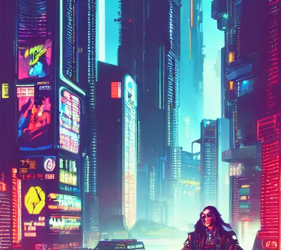 Prompt: a portrait of a cyberpunk person, Night City, cyberpunk 2077, very very coherent painting, 1979 OMNI Magazine Cover, street level neo-Tokyo in Cyberpunk 2045 style by Vincent Di Fate by mark arian by artgerm, 4k, 8k, HD, trending on artstation