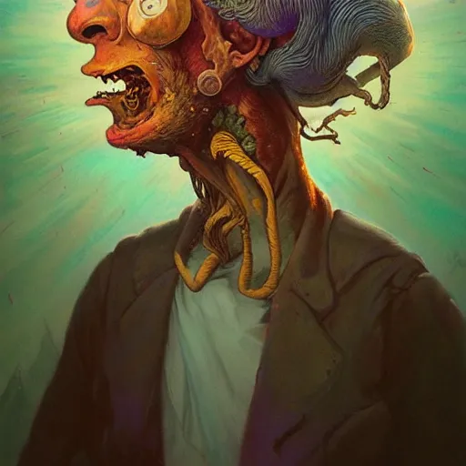 Image similar to fungus mohawk projector portrait by gaston bussierre and charles vess and james jean and erik jones and rhads, inspired by rick and morty, epic, funny, huge scale, beautiful fine face features, intricate high details, sharp, ultradetailed