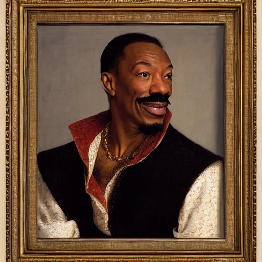 Prompt: renaissance portrait of Eddie Murphy, masterpiece by Eugene de Blaas