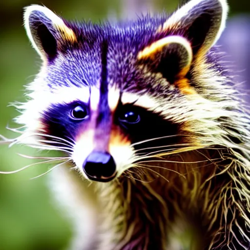 Image similar to a portrait photo of a beautiful racoon planning a party