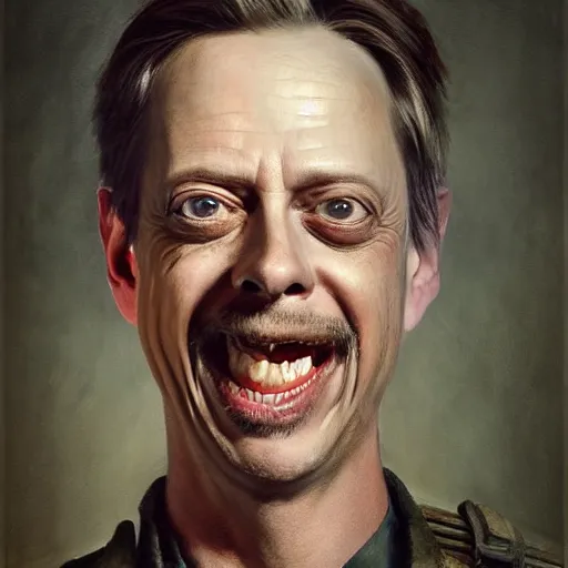 Image similar to hyperrealistic mixed media high resolution painting of a Steve Buscemi smiling in the civil war, stunning 3d render inspired art by István Sándorfi and Greg Rutkowski, perfect symmetry, dim volumetric lighting, 8k octane beautifully detailed render, post-processing, extremely hyper-detailed, intricate, epic composition, highly detailed attributes, highly detailed atmosphere, cinematic lighting, masterpiece, trending on artstation, very very detailed, masterpiece, stunning, flawless structure, lifelike texture, perfection,