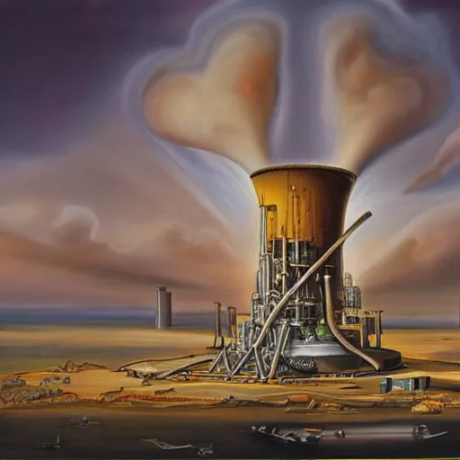 Image similar to A very detailed oil painting of a nuclear reactor by Slavador Dali