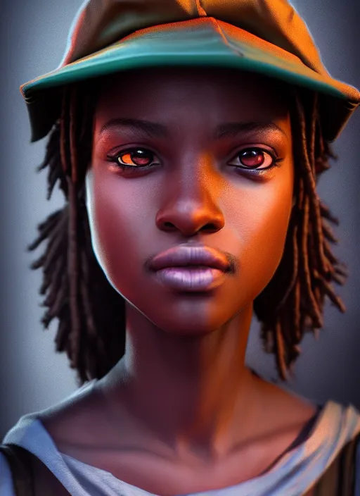 Prompt: An epic fantasy comic book style portrait painting of a young dark skinned girl with short hair wearing fantasy clothes dressed as a boy and wearing newsboy cap, unreal 5, DAZ, hyperrealistic, octane render, cosplay, RPG portrait, dynamic lighting