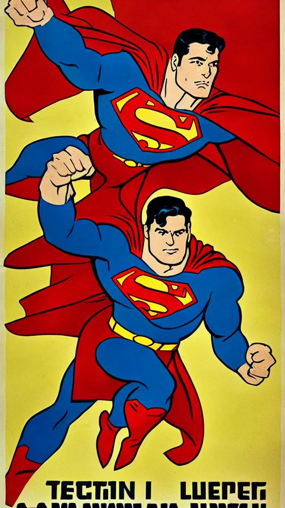 Prompt: superman soviet union propaganda poster