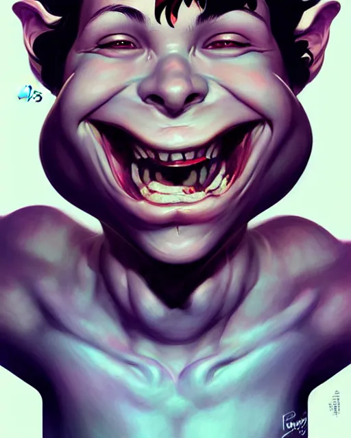 Image similar to digital art, fantasy portrait of a laughing boy , by James Jean and by artgerm, by ross tran , ultradetailed, charachter design, concept art, trending on artstation,