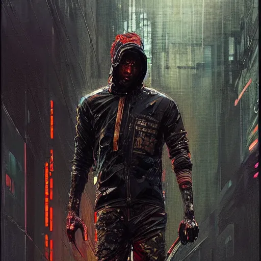 Prompt: a beautiful ukiyo painting of full body african cyberpunk blade runner, dramatic pose, wearing japanese techwear, detailed symmetrical, intricate complexity, concept art, by ismail inceoglu dragan bibin hans thoma greg rutkowski alexandros pyromallis nekro rene maritte illustrated, perfect face, fine details, realistic shaded, fine - face, pretty face