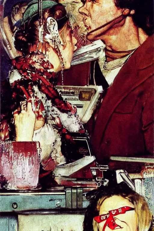 Prompt: Alabama Whitman from True Romance painted by Norman Rockwell