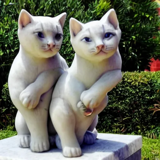 Prompt: large marble statue of cute kittens at cute kitten championship displaying their cuteness