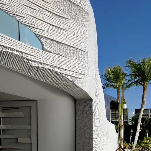 Prompt: beautiful façade with wavy concrete structure