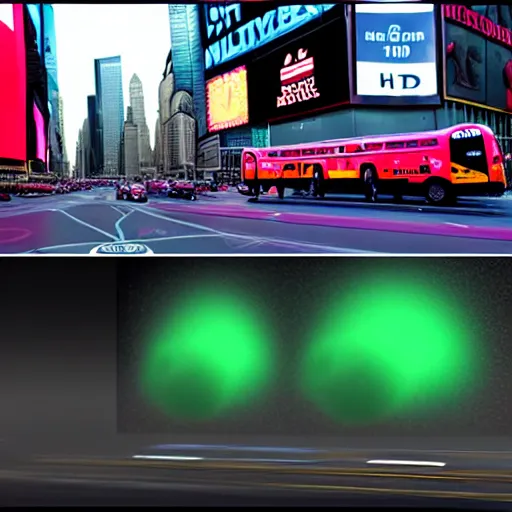 Prompt: uhd lovecraftian snot blobs the size of city buses rolling through time square