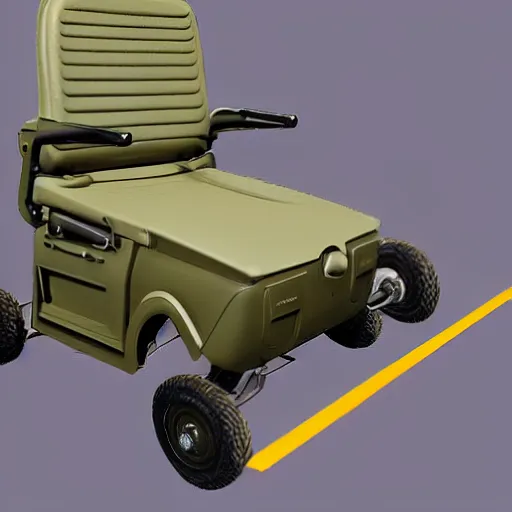 Image similar to military diagram of a mobility scooter with a mounted machine gun